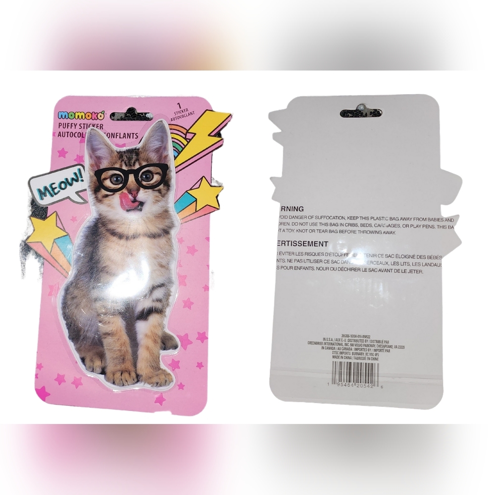 Momoko Puffy Sticker - Kitty w/ Glasses